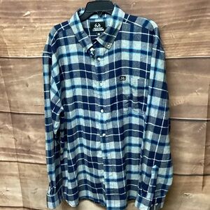 Realtree Blue Plaid Men's Casual Button-Down Shirt